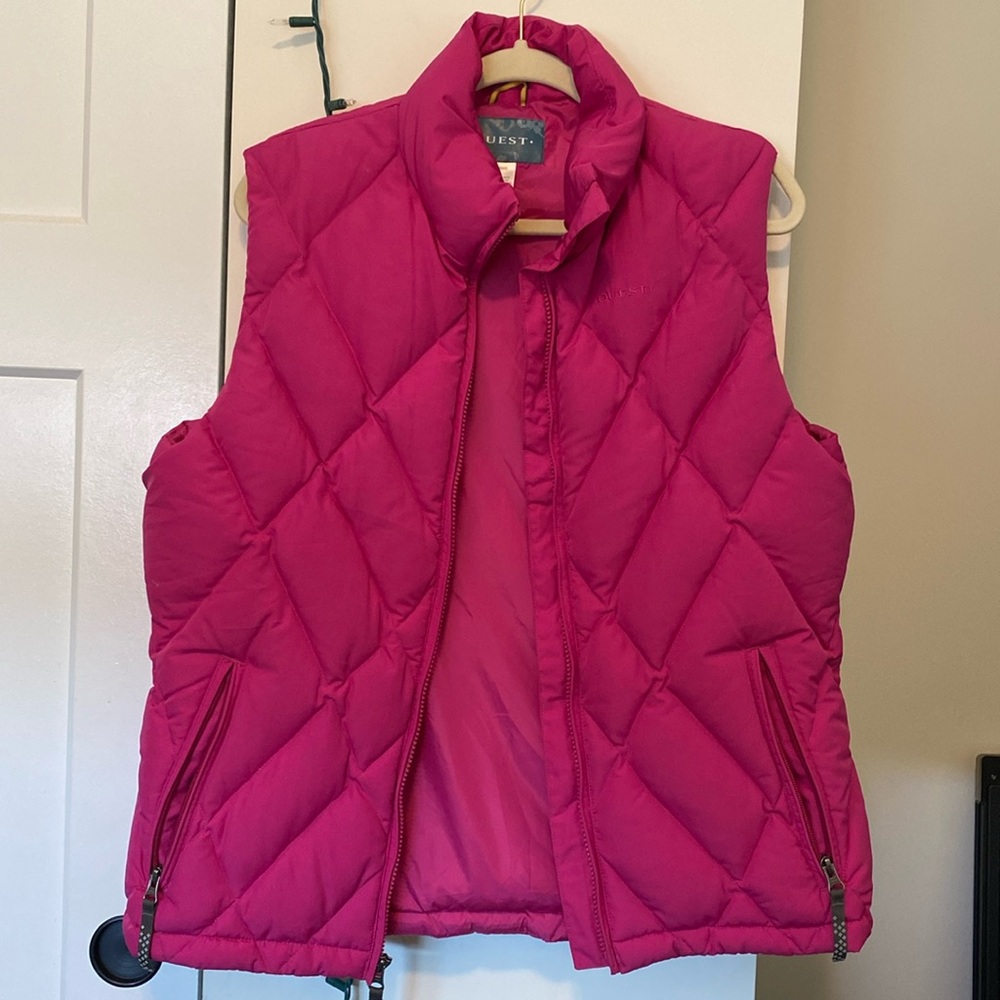 Hot Pink Quilted Down Puffer - L